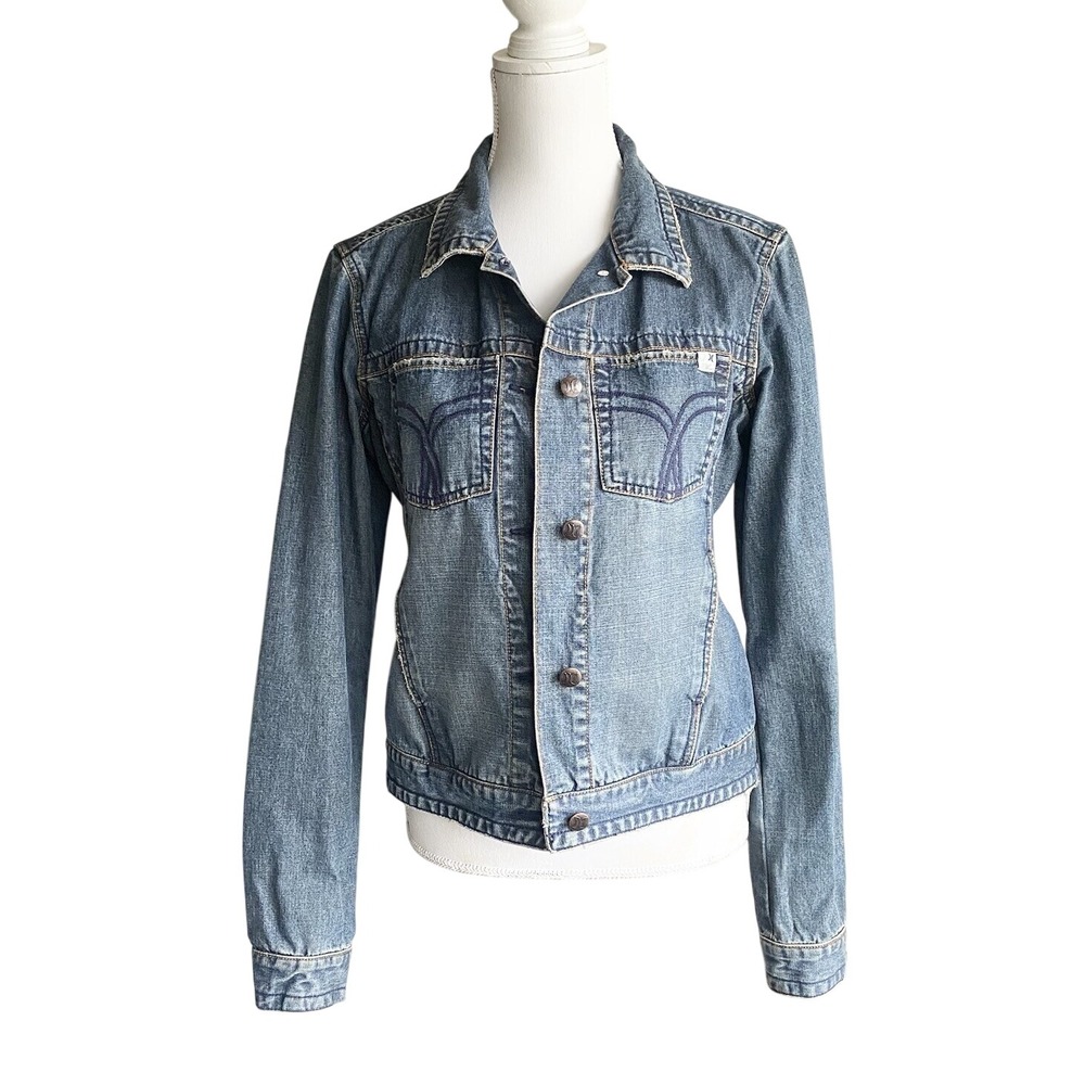 Hurley Trucker Jean Jacket Women L Blue Cotton Surf Skater Denim‎